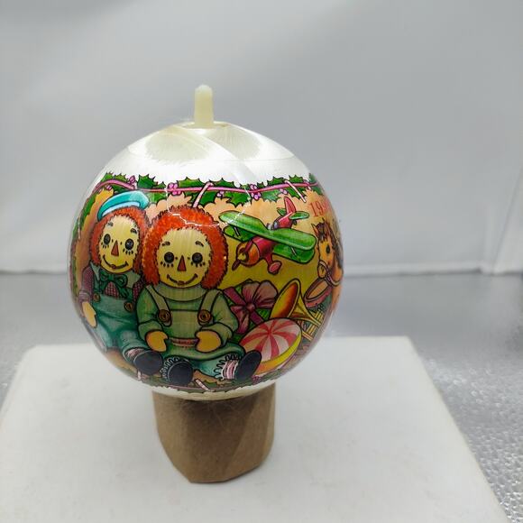 Raggedy Ann & Andy Christmas Silk Wrapped Ornament Ball Vintage Holiday Decor - Picture 11 of 11